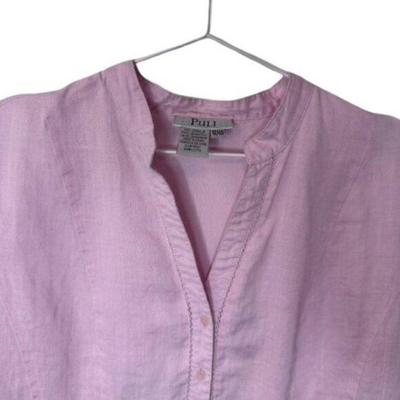 Puli blush linen cap sleeve button down top size 10 - Picture 3 of 7